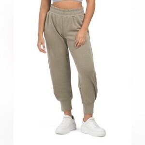 Bailey 44 Scuba Balloon Jogger Pants Drawstring Taupe Green Athleisure Women's S